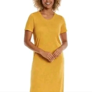 Jessica Simpson Women Mustard Short Sleeve Midi T-shirt Dress With Slits XXL
